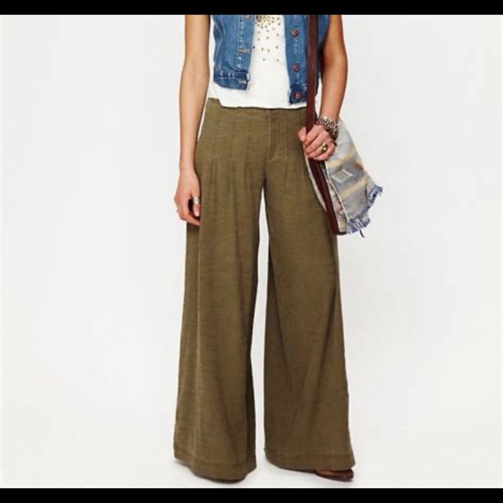 FREE PEOPLE High Waist Linen Pleated Pants -Size 4